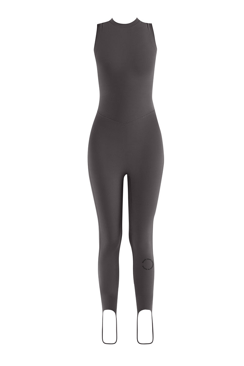 STIRRUP ONESIE IN COFFEE BEAN