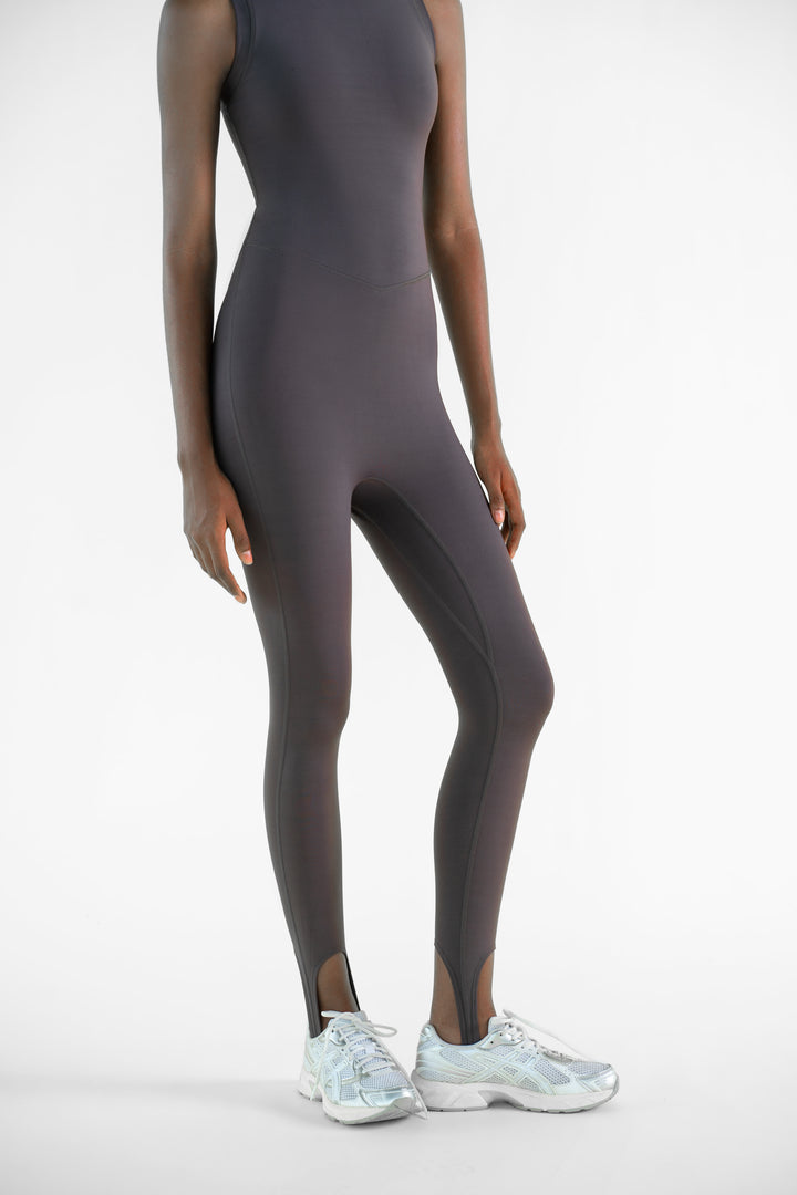 STIRRUP ONESIE IN COFFEE BEAN