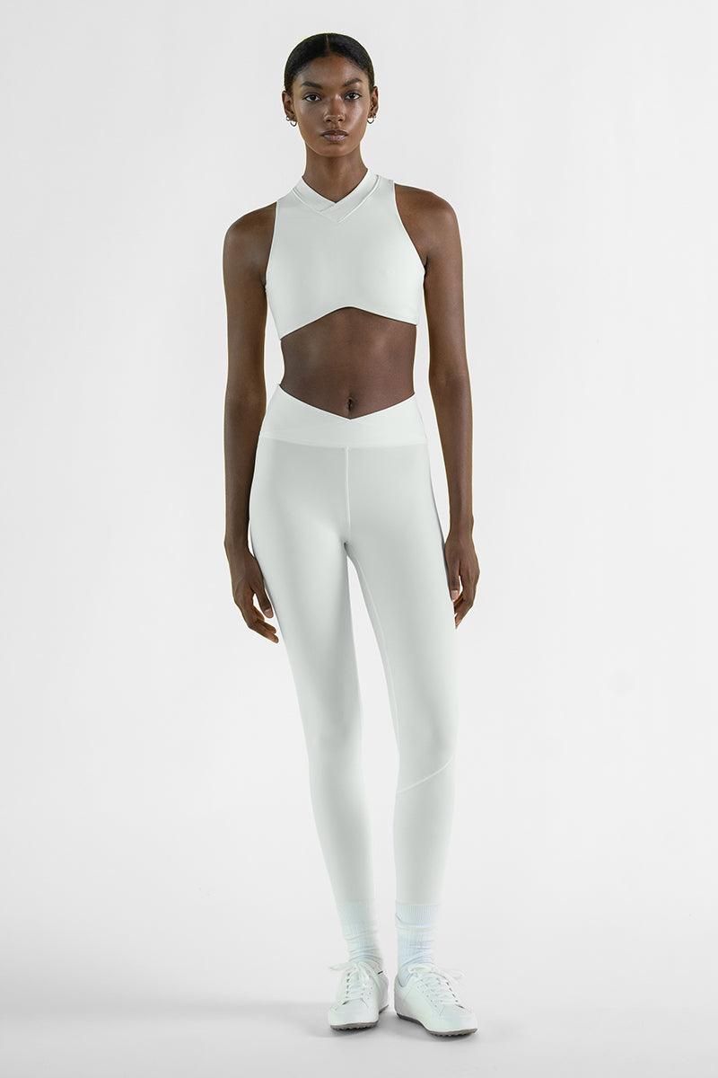 CROSSED V NECK TOP IN VANILLA ICE