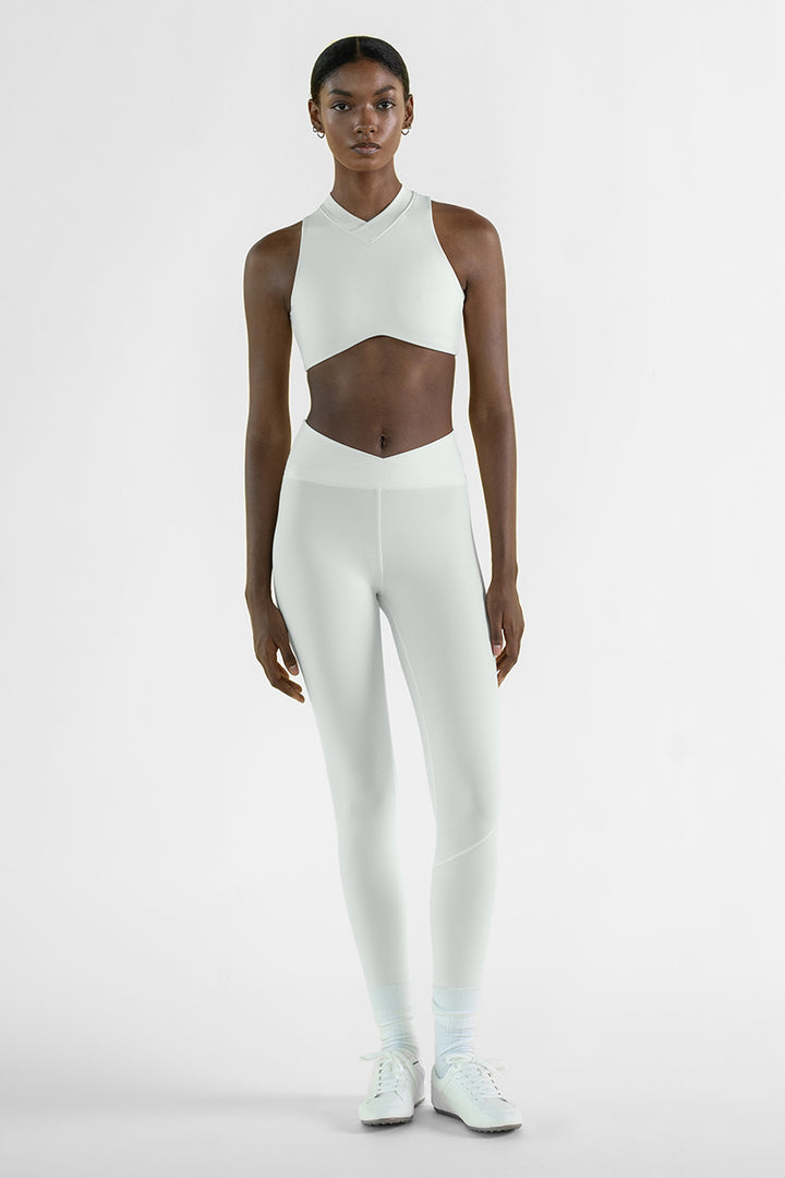 CROSSED V NECK TOP IN VANILLA ICE